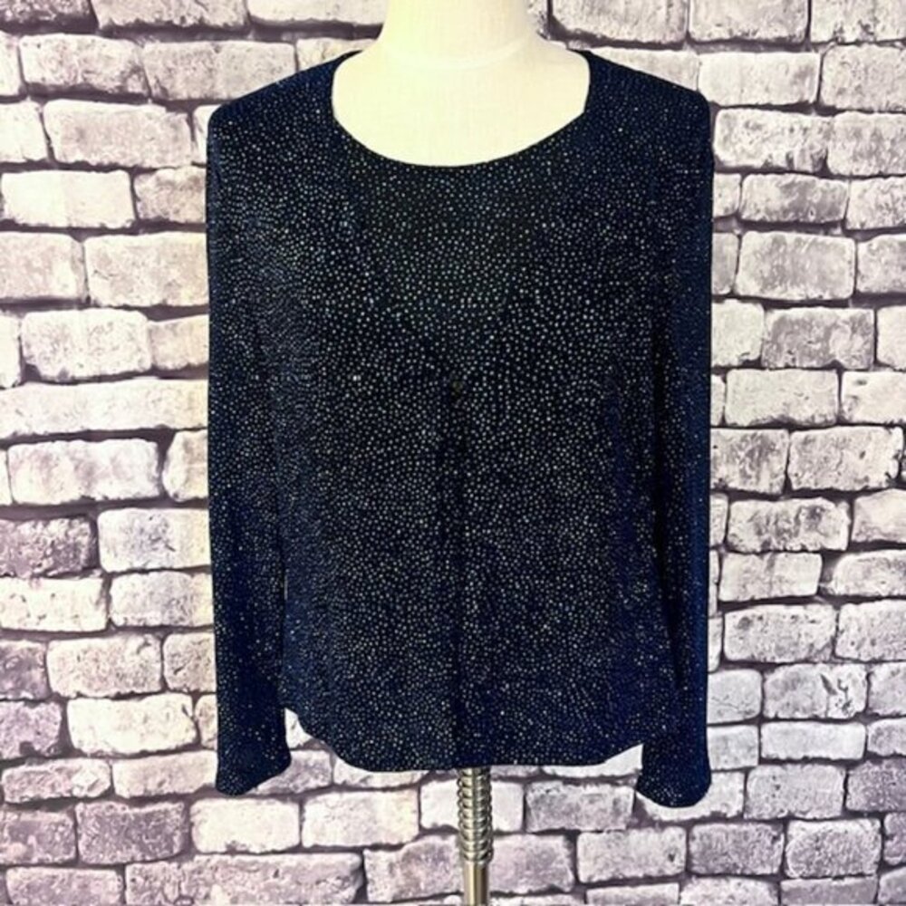 Connected Apparel Black & Blue Cardigan W/ Attached Tank Size L
